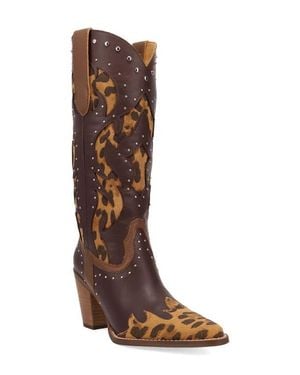 Dingo Untamed Genuine Calf Hair Western Boot - Brown