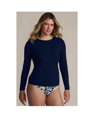 Lands' End Sunshade Upf 50 Long Sleeve Rash Guard Swim Tee - Blue