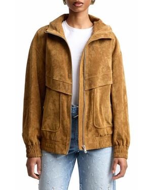Avec Les Filles Oversize Suede Zip Jacket - Brown