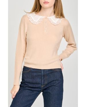Wayf Joy Lace Collar Sweater - Blue