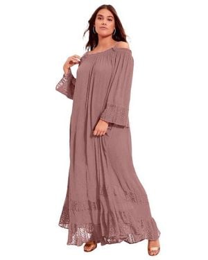 June + Vie Off-The-Shoulder Maxi Dress - Red
