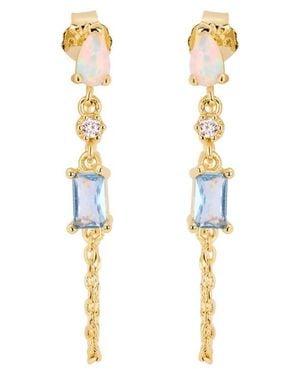 ATHRA LUXE Multi Stone Chain Drop Earring - White