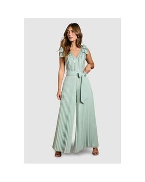 Coast Embellished Bow Shoulder Jumpsuit - Green