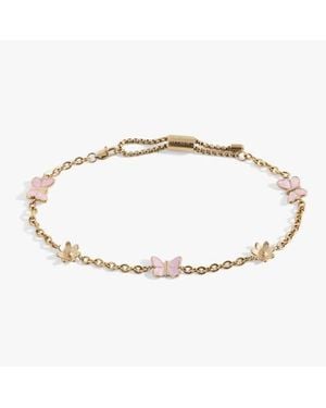 ALEX AND ANI Butterfly And Flower Anklet - Metallic