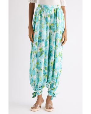 Chloé Floral Silk Jacquard Harem Pants - Green