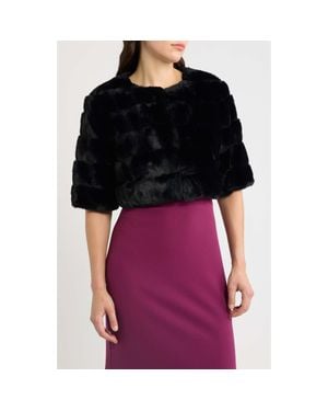 Eliza J Faux Fur Crop Jacket - Black