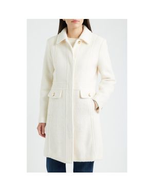 Sam Edelman Inset Waist Bouclé Coat - White