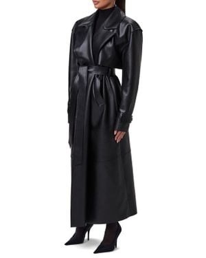 Naked Wardrobe Faux Leather Trench Coat - Black