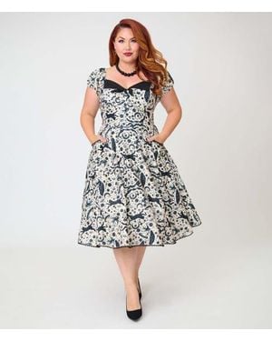 Unique Vintage Plus Size 1950S Sweetheart Swing Dress - Multicolor