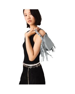Maje Miss M Micro Grained Leather Bag - Gray