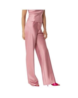 Self-Adore Olivette Satin Feel Wide Leg Pants - Red