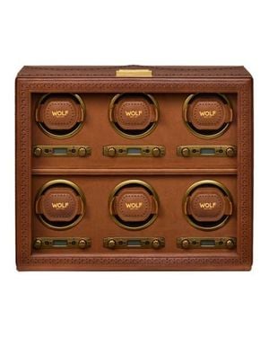 Wolf Brogue 6 Piece Watch Winder - Brown