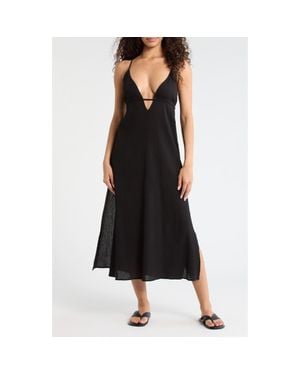 Sanctuary Crinkle Gauze Cover-Up Midi Dress - Black