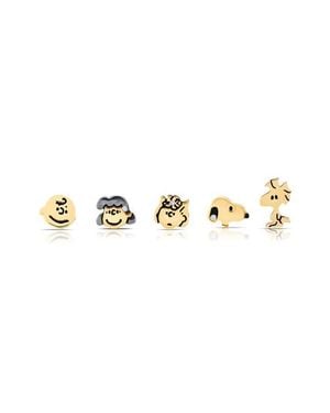 Crislu X Peanuts Snoopy & The Gang Set Of 5 Assorted Single Stud Earrings - Multicolor
