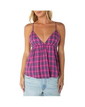 Roxy Hot Stuff Plaid Babydoll Camisole - Purple