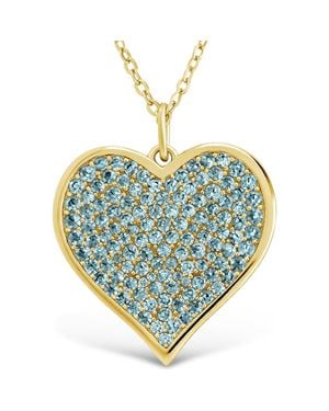 Sterling Forever 14K Plated Cubic Zirconia Heart Pendant Necklace - Blue