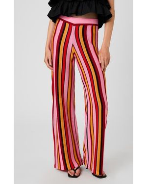 French Connection Motley Stripe Knit Flare Pants - Red
