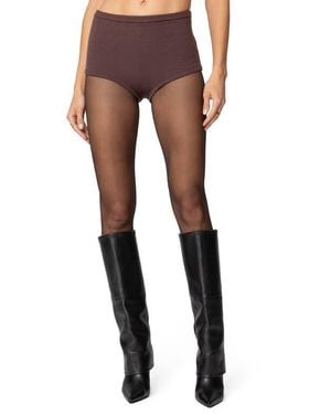 Edikted Ashlin Knit Micro Shorts - Brown