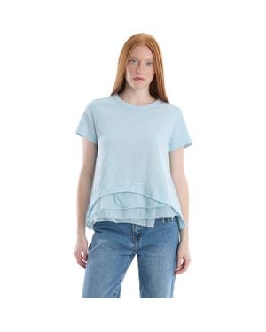 Wilt Boxy Short Sleeve Mixed Hem - Blue