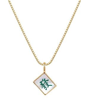 MADE BY MARY Mahjong Tile Box Chain Necklace - Metallic