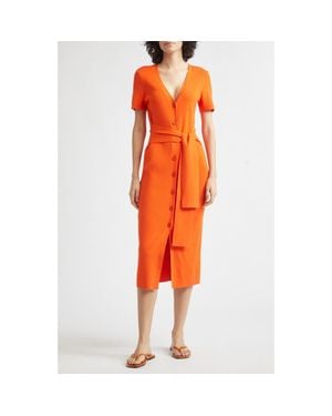 Toccin Agnes Tie Front Knit Dress - Orange