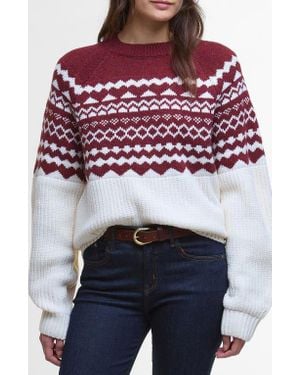 Barbour Mabel Fair Isle Wool Blend Sweater - Red