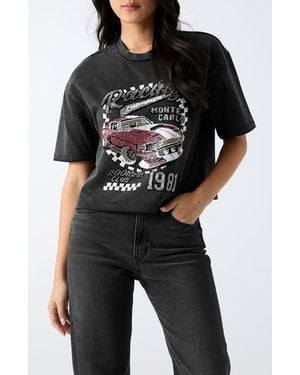Guess Beaded Race Car T-Shirt - Black