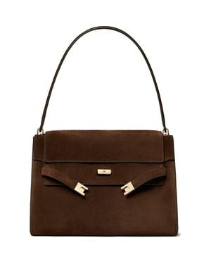 Tory Burch Large Lee Radziwill Suede Shoulder Bag - Brown