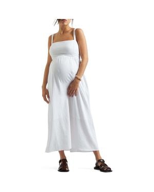 Ripe Maternity Simone Tie Back Linen Dress - Blue