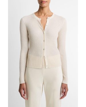 Vince Cashmere & Silk Rib Cardigan - White