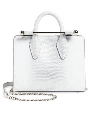 Strathberry Nano Lizard Embossed Leather Tote - White