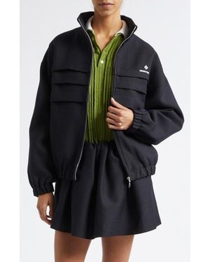 ShuShu/Tong Oversize Tuck Hopsack Track Jacket - Black
