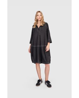 Alembika Panama Oversized Shirt Dress - Black