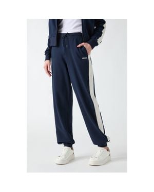 Guess Phoebe High Rise Stripe Sweatpants - Blue