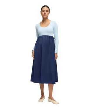 Ingrid & Isabel Mix Media Midi Maternity Dress - Blue