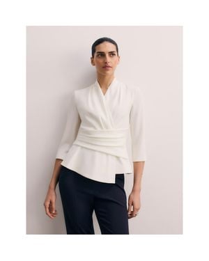The Fold Belleville Draped Wrap Blouse - White