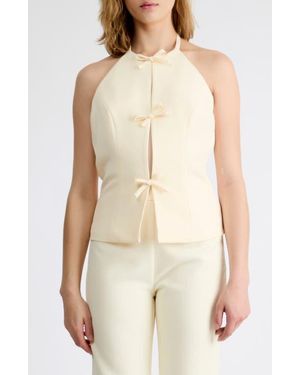 Extro & Vert Imogen Bow Lined Halter Top - Natural