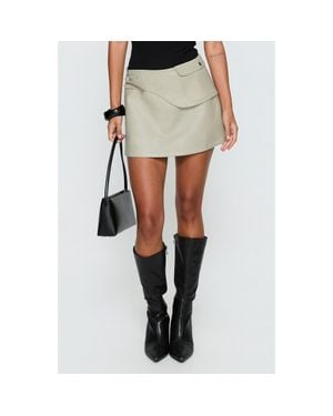 Princess Polly Sonic Sound Faux Leather Cargo Miniskirt - Natural