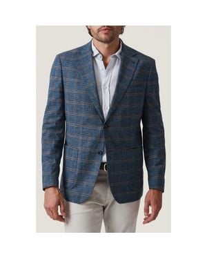 34 Heritage Matteo Shadow Check Stretch Cotton & Wool Blend Sport Coat - Blue