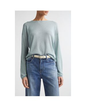 Eleventy Sequin Silk & Cotton Crewneck Sweater - Green
