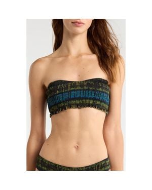 Ulla Johnson Marseille Tie Dye Smocked Bikini Top - Blue