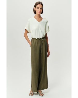 Exquise Morganne High Rise Wide Leg Woven Pants - Green