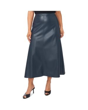 Vince Camuto Faux Leather Center Seam Maxi Skirt - Blue