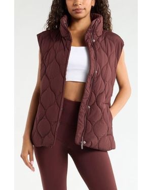Zella Skyline Belted Puffer Vest - Purple