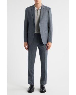 John Varvatos Bleecker Check Wool Blend Suit - Blue