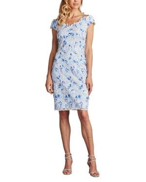 Tadashi Shoji Embroidered Lace Cocktail Dress - Blue