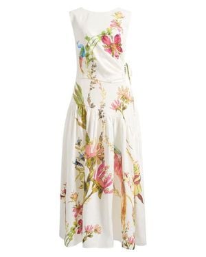 Reiss Bianca Placed Floral Linen Dress - White