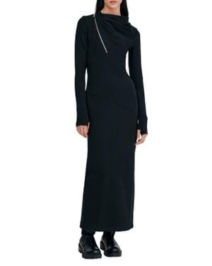 MARCELLA Broome Asymmetric Half Zip Long Sleee Maxi Dress - Blue