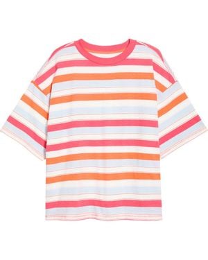 Free People Fp Movement Stripe Relaxed Fit Cotton T-Shirt - Pink
