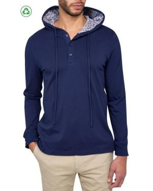 Con.struct Slim Fit Solid Drawstring Hoodie - Blue